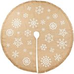 Juvale 60 Inch Burlap Christmas Tree Skirt, Rustic Snowflake Holiday Decorations for Home