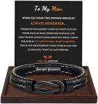 Men Gift Ideas, Gifts for Men Leather Bracelet for Men I Love You Gifts for Him Black Infinity Cuff Bracelets Anniversary Birthday Gifts for Him Boyfriend Husband Valentines Day Gifts