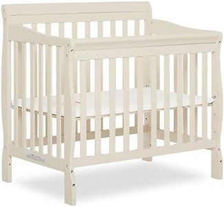 Dream On Me Aden 4-in-1 Convertible Mini Crib In French White, Greenguard Gold Certified, Non-Toxic Finish, New Zealand Pinewood, With 3 Mattress Height Settings