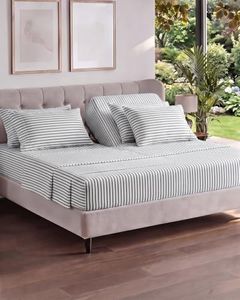 Flex Top Split Head King 6 Piece Sheet Set - Soft & Cooling - Grey Stripes