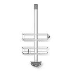 simplehuman BT1101 Over Door Shower Caddy, Hanging Bathroom Shelf Storage Organiser, Suction Cups, No Drilling, Rustproof, Adjustable Shelves, Moveable Divider, Easy Bottle Dispensing, Storage Hooks