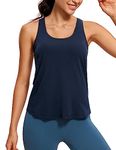 CRZ YOGA Women's Cotton Racerback Running Tank Tops Breathable Loose Sleeveless Top Workout Sports Gym Tops Navy 10