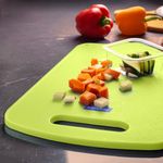 Frenchware Plastic Cutting-Chopping Board with Handle (Neon Green, Large) for Vegetable, Fruits, Premium-Grade Plastic, 100% Food Safe, BPA-Free, Dishwasher Safe, Microwave Safe, Anti Bacterial