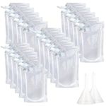 GreenMingle 20PCS 500ml Refillable Drink Clear Pouches Festivals Travel Plastic Drinks Flasks Cruise Kit Reusable Alcohol Liquor Juice Bags Drink Container Party Halloween Christmas Hot Cold Beverage