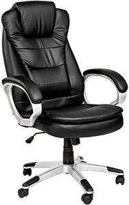 TecTake® Silla EJECUTIVA DE DISEÑO, Silla Giratoria Oficina, Sillón Ergonómico con Acolchado, Altura Ajustable, Silla Oficina Ergonomica, Sillas Escritorio - Negro