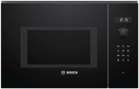 Bosch BEL554MB0 Serie 6 Einbau-Mikrowelle, 38 x 59 cm, 900 W, Drehteller 31,5cm, Türanschlag Links, AutoPilot 8 8 Automatikprogramme, Reinigungsunterstützung, LED-Touchdisplay