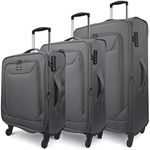 Eaglemate Soft Lightweight 3pcs Expandable 360 Spinner Suitcase Sets Luggage Sets Carry On Suitcase (Charcoal)