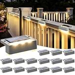 Solpex Solar Fence Lights for Outdoor, 16 Pack Solar Stair Lights Waterproof Outdoor Stairs, Steps, Fence, Garden, Yard, Patio, Gutter, Pathway, Decoration (Warm White,Grey)