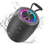 Portable Bluetooth Speaker, BT5.3 Wireless Speaker 20W Bass Diaphragms with Multi LED Light Dynamic Modes, IPX6 Waterproof 16H Playtime supports FM Mode, TF, USB for Home, Cycling, Outdoor, Beach