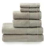 Welhome Hudson Bath Towels | 6 Piece Set | 100% Organic Cotton | 2 Bath - 2 Hand - 2 Face | Heavyweight Highly Absorbent | Sustainably Manufactured | Super Soft & Plush | Heavyweight | Flax Brown