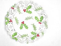 Selecto Bake 100 Pcs Christmas Berries White Cake Decorating Pads Lace Paper Doilies 6.5'' (16.5cm)