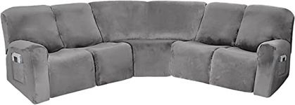 Sofa Covers Corner Sofa Covers, 7-Piece Sectional Couch Cover Corner Sofa Slipcover, L Shape Sectional Recliner Sofa Covers, Thick Plush Velvet Furniture Protector Cover (Grey,L Shape 5 Seats)