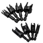 Mesee 8 Pieces HSS Wood Plug Cutter Drill Bits Set 1/4" Hex Shank Quick Change Tenon Drill Bit Cutter Taper Claw Type Cork Drill Bit for Woodworking Hole Saw Cutting Tool, 1/4" 1/2" 3/8" 5/8"