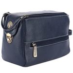 HAMMONDS FLYCATCHER Men Genuine Leather 12 Cms Toiletry Bag, Blue | Leather Dopp Kit | Shaving Kit Bag | Travel Pouch Toiletry Bag | Grooming Kit Organizer | Hand Stitched Vanity Case, Standard