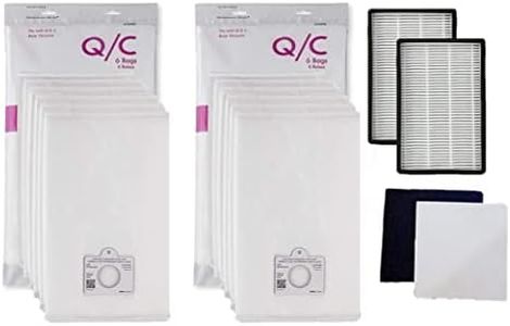 12 Kenmore Type C or Type Q Allergen Filtration Canister Vacuum Bags (2) Kenmore CF1 81002 Motor Chamber Filter (2) Kenmore EF1 86889 HEPA Exhaust Filters Fits Progressive Intuition Canisters