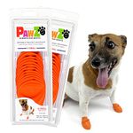PawZ Rubber Dog Boots for Small Dogs, X-Small, Orange - 24 Total (2 Packs of 12) - All-Weather, Waterproof, Anti-Slip Dog Socks