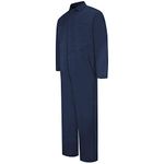 Red Kap Men's Snap Front Cotton Coverall, Oversized Fit, Long Sleeve - Blue - 48 Long