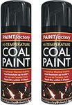 2 x 400ml Black Heat Resistant Paint 600°C Stove Paint Coal Paint Rejuvenates Gas Coals Fire Spray Paint