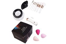 Makeup Brush Cleaner and Dryer With 3 Beauty Blenders Makeup Brushes Cleaner, Automatic Makeup Brushes Clean Tools, Quickly & Deep Cleaning With 3 Beauty Blenders (White)