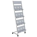 Pragati Systems Prime Quality Crca Steel Display Floor Standing Or Tabletop Stand (4 Shelf, 18 Inch, Grey, Mt-18), Tiered Shelf