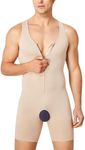 TAILONG Mens Bodysuit Shapewear for Tummy Control Gynecomastia Compression Shirts Full Body Shapewear Fajas Para Hombres, Beige, 3X-Large -4X-Large