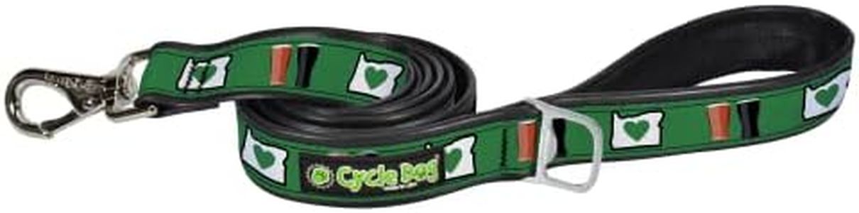 Cycle Dog RL-OR-6 Upcycled Webbing Dog Leash with Bottle Opener, 6', Green