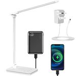 Desk Lamp Eye-Caring LED Table Lamp Dimmable Bedside Lamp with 2 USB Charging Ports and 10 Brightness Levels x 5 Colour Modes Touch Control Daylight Lamp for Office, Bedside, Reading- Auto Timer