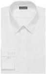 Tommy Hilfiger Van Heusen Men's Poplin Fitted Solid Point Collar Dress Shirt, White, 18.5" Neck 32"-33" Sleeve