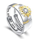 Matching Rings Sunflower Claddagh Ring Promise Sterling Silver Rings for Couples Engagement Wedding Ring Band Sets for Him and Her, Sterling Silver, Cubic Zirconia