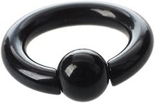 FIFTH CUE 2G | 4G | 6G | 8G | 10G | 12G - Colored Tension Captive Titanium IP 316L Surgical Implant Grade Steel Bead Ring | Opening Pliers REQUIRED (12G | Black | 10mm | 4mm Ball)