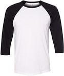 Bella + Canvas Unisex 3/4-Sleeve Baseball T-Shirt (3200) WHITE/BLACK - White - X-Large