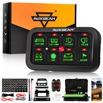 Auxbeam 8 Gang Switch Panel GA80, Universal Circuit Control Relay System Box with Automatic Dimmable On-Off LED Switch Pod Touch Switch Box for Car Pickup Truck Boat UTV ATV, Green 2 Year Warranty