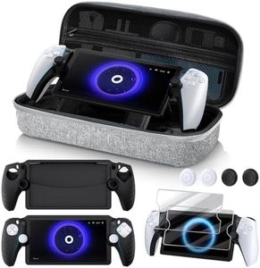 Kinwin 10 in 1 Accessories Bundle Compatible with PlayStation Portal, Grey EVA Carrying Case with Silicone Protective Cover, 2 Pack Screen Protectors and 4 Thumb Grips for PS5 Portal Console