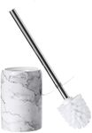 Motifeur Bathroom Accessories Ceramic Toilet Brush Set - Toilet Bowl Brush and Holder (Marble Look)