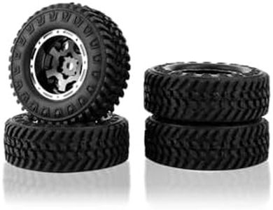 FEDCO FCX24 Wheels and Tires 1.0 Beadlock Wheels 50MM Soft Sticky Tires with Brass Counterweight Ring for FMS FCX24M FCX24 Upgrades 1/24 RC Crawler