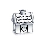 Sweet Heart New Homeowner Family House Charm Bead For Women Teen Oxidized .925 Sterling Silver Fits European Bracelet