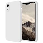 FireNova Designed for iPhone XR Case, Silicone Upgraded [Square Edges] & [Camera Protecion] Phone Case with Soft Anti-Scratch Microfiber Lining, 6.1 inch, White