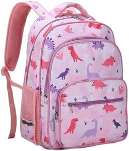 Kids Backpacks, VASCHY Large Lightweight Girls Backpack for Preschool/Primary/Elementary School Bookbag with Reflective Tape Camping Hiking Pink Dinosaur