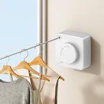 UpChoNice Retractable Clothesline Indoor & Outdoor, 16.2 Ft Non-Sagging Stainless Steel Laundry Washing Line with Wall Mounted Heavy Duty Design, Space-Saving Clothing Drying Rack (1, White)