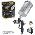 Master Airbrush Pro 44 Series High Performance Advanced Atomization Technology HVLP Spray Gun with 1.3mm Tip with Air Pressure Regulator Gauge for Automotive Base Coats, Clear Coats