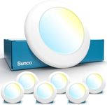 Sunco 6 Pack 4 Inch LED Disk Lights, Flush Mount Disc Recessed Ceiling Can Lighting, 650 LM, Selectable CCT 2700K/3000K/4000K/5000K/6000K, Dimmable, 10W=50W, Wet Rated ETL