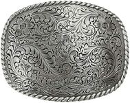 Antique Silver Floral with Rope Edge Western Belt Buckle