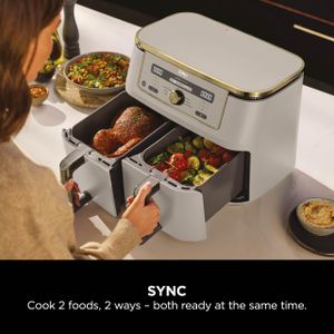 Ninja MAX Dual Zone Digital Air Fryer, 2 Drawers, 9.5L – 6-in-1 Non-Stick, Dishwasher Safe, Stone Gold