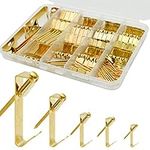 136Pcs Picture Hangers, 5 Sizes Picture Hanging Kits Including 10/20/30/50/100lb Picture Hanging Hooks, Sorted Picture Hooks with Nails for Drywall Wooden Wall in a Very Handy Storage Case