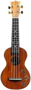 All Solid Koa Acacia Soprano 21inch With 3-Abalone Shell Hawaii Style Turtle Hand Craft Ukulele, Free Gig Bag/Box and Shipping