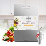 Empune Rectangular Stainless Steel Chopping Board for Kitchen | Free Steel Straw | for Cutting Vegetables, Meat, Fish, Fruits | Unbreakable | Easy to Clean | Medium | 30 x 20 cm