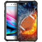 DAIZAG Case Compatible with for iPhone 7 Plus/8 Plus Ice Fire American Football Phone Case Shockproof Soft TPU Phone Case Cover for Boy Men Gift Case for iPhone 7 Plus/8 Plus