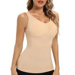 Zeecaro Women's Shapewear Cami with Built in Bra bodysuit shapewear tummy control Padded Compression tank tops, Nude, Medium