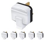 5X BG PERMAPLUG Heavy Duty Hard Rubber Composite 3 Pin 13A Fused Plug White