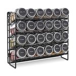 Semlos 4-Tier Spice Rack Organizer for Cabinet, Spice Jars Organiser for Kitchen Organization and Storage, Wall Mounted Seasoning Organizer for Countertop, Black (Spice Jars Not Included)